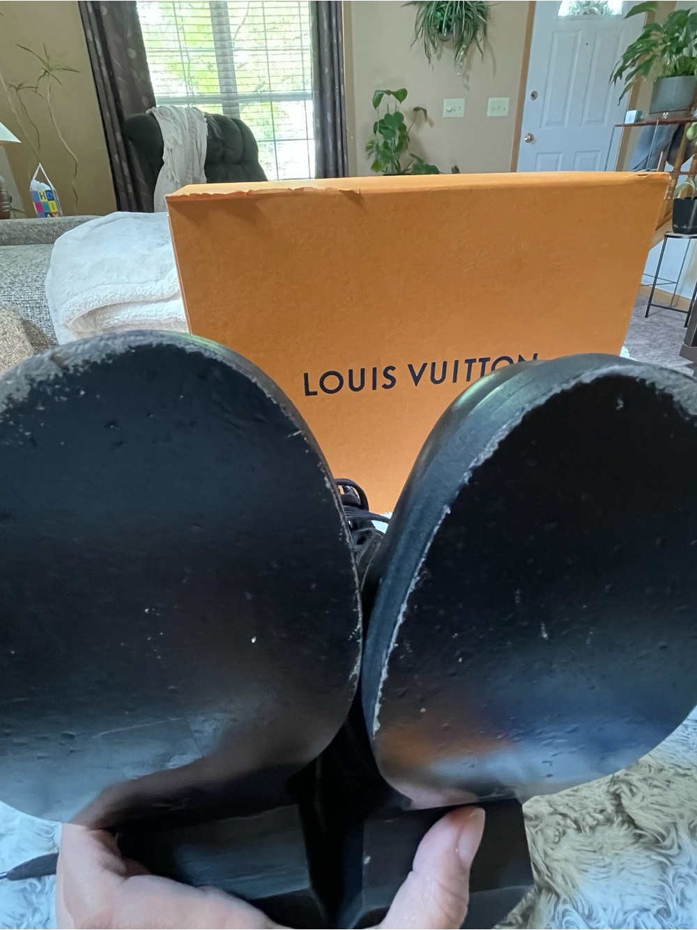Louis Vuitton Black Leather Lace-Up Boots with Monogram Tongue - Picture 8 of 8